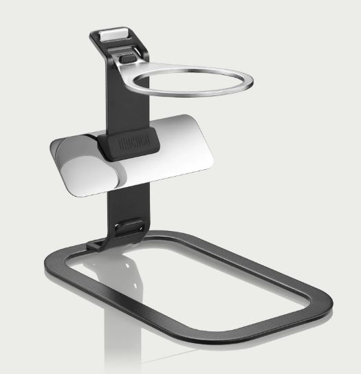 Black and silver stand for Picopresso Espresso Machine, includes a small mirror on the back of the stand