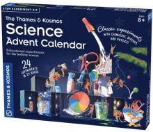 blue box showing a range of small science experiments and science graphics with 'Science Advent Calendar' on the front