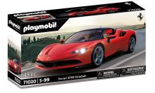 Playmobil Ferrari SF90 Stradale box with red car on the front on a road, with the playmobil logo