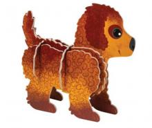 cardboard puppy construction with brown fur design 