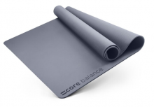 grey extra large exercise mat half unrolled showing non-slip base 